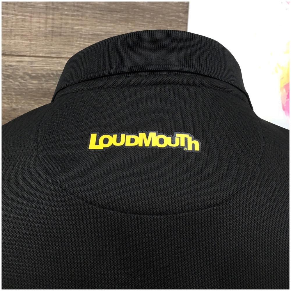Loudmouth Golf Mens XL Black Short Sleeve Polo Shirt Patterned Pocket Graphic - Picture 4 of 7